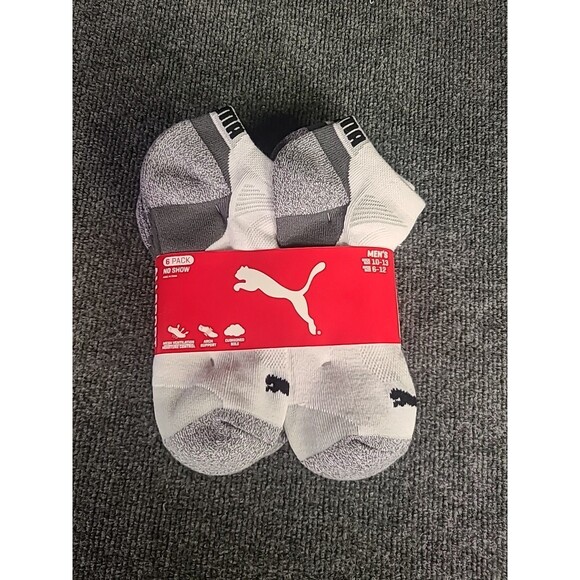 Puma Impact Mens 6-12 Moisture Wicking, Cushioned No Show Sport Socks  6 Pairs - Picture 1 of 2